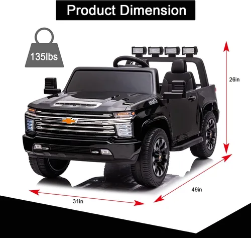 Miniatura 2 de 24V 4WD vehículo de juguete conducido, 2 plazas con licencia Chevrolet Silverado HD con control remoto, camión eléctrico para niños con batería