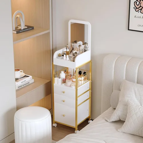 Miniatura 7 de Organizador de Carrito de Maquillaje con Espejo, Organizadores Grandes de Piso para el Cuidado de la Piel, Organizadores de Maquillaje - Organizador