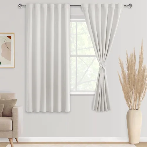 Miniatura 72 de DWCN Cortinas opacas con pestaña trasera para ventana - Cortinas opacas con bolsillo para barra para oscurecer la habitación para dormitorio/sala