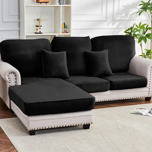 Miniatura 80 de Funda para Sofá de Terciopelo Elástico Funda de Cojín de Sofá 1 Pieza - Funda Deslizable Elástica Lavable para Asiento o Respaldo, Fundas de Asiento