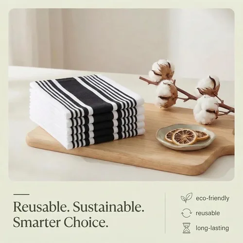 Miniatura 8 de Urban Villa Toallas de cocina 100% algodón, paquete de 6, altamente absorbentes, de secado rápido, súper suaves, de primera calidad, para cocina