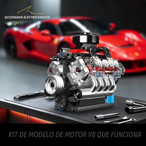 Miniatura 4 de Mould King 10171 V8 Kit de modelo de motor, mini kits de motor V8 que funciona, construye tu propio motor de modelo de automóvil con motor, bloques
