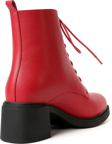 Miniatura 88 de ROSERWISH Botas altas de tacón bajo y grueso para mujer, con cordones, cómodas, modernas, con puntera redonda, de 2.5 pulgadas
