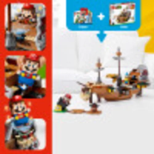 Miniatura 2 de LEGO Kit de construcción de 1,152 piezas de dirigible de Super Mario Bowser, revela el interior detallado, incluye Kamek, llave rocosa, Goomba