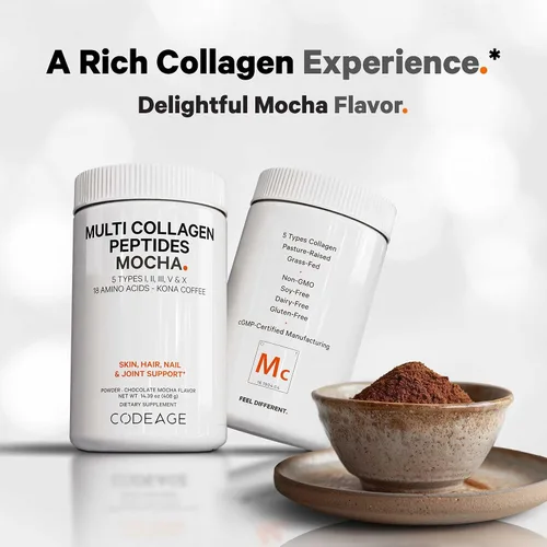 Miniatura 7 de Codeage Proteína en polvo de péptidos de colágeno múltiple, café instantáneo de chocolate moca - Bebida y batido gourmet de café Knoa - Colágeno