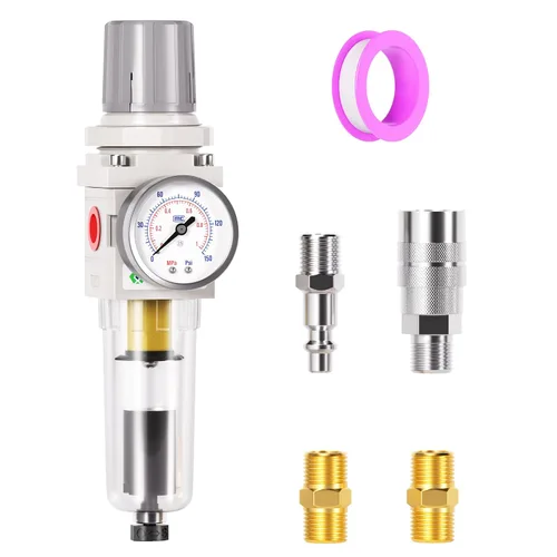 TAILONZ PNEUMATIC Regulador de presión de filtro de aire de drenaje automático NPT de 1/4 de pulgada Combo Piggyback, filtro compresor de