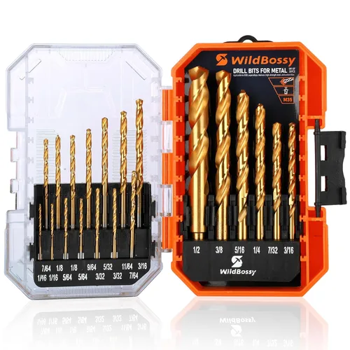 Miniatura 9 de Juego de brocas de cobalto M35 5% de 115 piezas (1/16"-1/2", A-Z, 1-60), brocas de trabajo con vástago recto, brocas de metal HSS con torsión