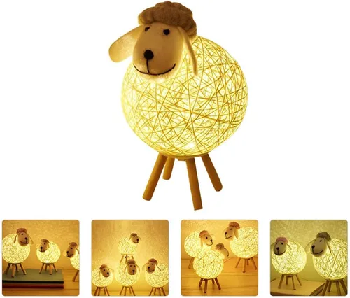 Miniatura 3 de JOEBO Lámpara de noche de alpaca, lámpara de escritorio, lámpara de lectura, mesa de cama ajustable, luz decorativa de oveja, lámpara de noche