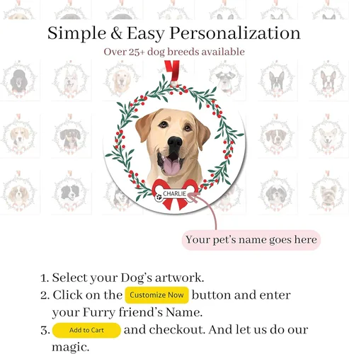 Miniatura 5 de Adorno de Navidad personalizado de Beagle, adorno personalizado con nombre de mascota, regalos para los amantes de los perros Beagle, decoración