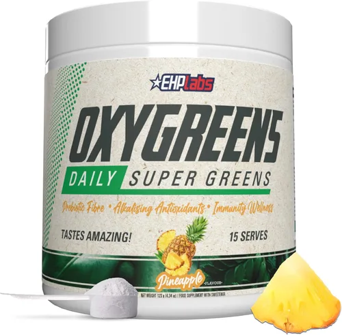 Miniatura 17 de EHP Labs OxyGreens Super Greens Powder - Superalimento de espirulina y clorella, jugo verde en polvo y suplementos de verduras con fibra prebiótica