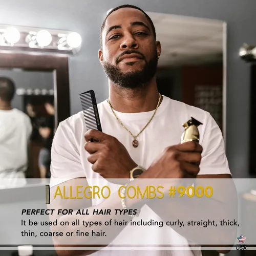 Miniatura 5 de Allegro Combs 9000 Clipper Blending Corte de dientes anchos Peine de pelo para peluqueros que se desvanecen peluqueros hombres mujeres peine