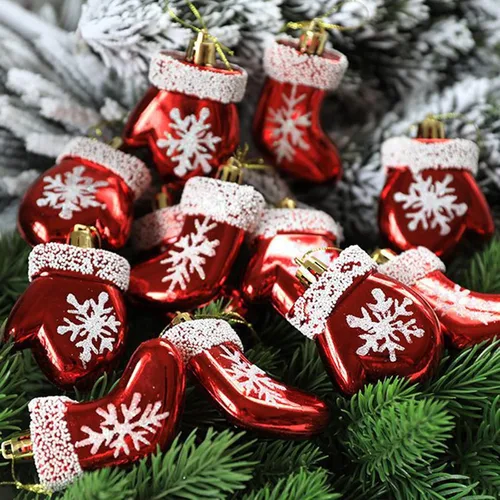 Miniatura 4 de Ochine 6 adornos de bola de Navidad, decoración de árbol de Navidad, adornos de remate rojo, decoración colgante inastillable, decoración