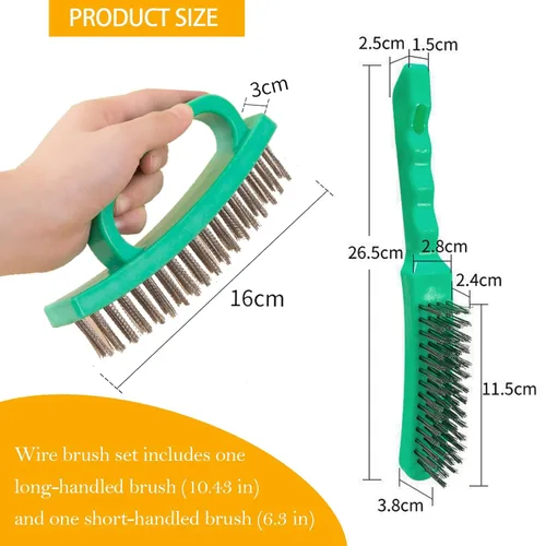 Miniatura 6 de Juego de cepillos de alambre para arañazos de acero inoxidable resistente, limpieza profunda para eliminación de pintura, soldadura, escoria y óxido