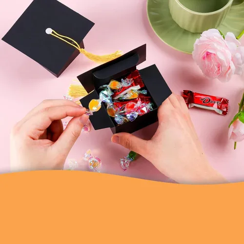 Miniatura 8 de Kliuytb Cajas de dulces con tapa de graduación 2026, decoraciones de fiesta de graduación de oro negro, cajas de recuerdo de fiesta de graduación