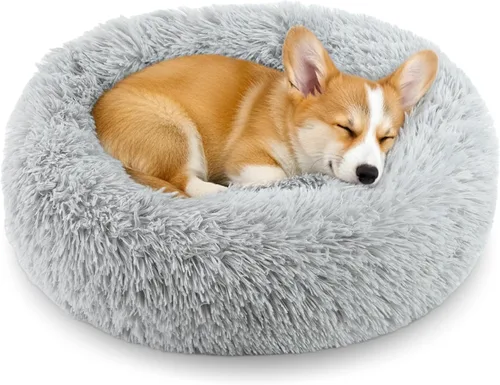 Miniatura 20 de Calming Donut Dog and Cat Bed for Indoor Cats, Anti-Anxiety Round Fluffy Soft Washable Small Pet Bed for Puppy and Kitten, Warming Comfortable