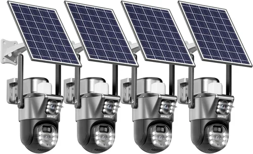 Miniatura 11 de SANSCO Cámara de seguridad solar de doble lente 2K inalámbrica para exteriores, no necesita cables, WiFi 2.4G y 5G, cámara de seguridad para el Gris