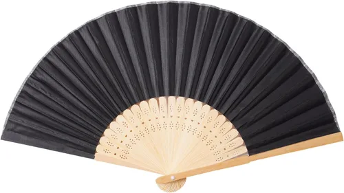 Miniatura 5 de Sepwedd 50 piezas de tela de seda sintética negra de bambú plegado ventilador de mano novia baile accesorios iglesia boda fiesta recuerdos