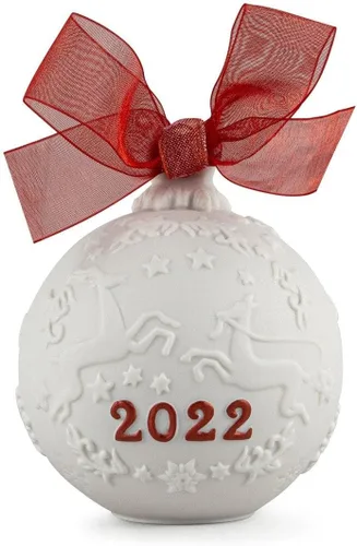 Miniatura 5 de LLADRÓ Bola de Navidad 2022 Azul. Adorno decorativo en porcelana mate con detalles azules. Bola de Navidad de porcelana