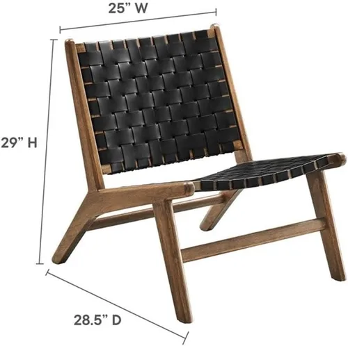 Miniatura 3 de Modway Saoirse - Sillón decorativo de madera de imitación en color negro nogal Cuero sintético negro nogal