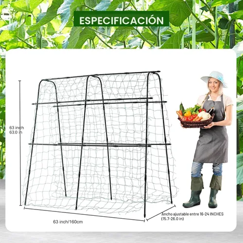 Miniatura 4 de Enrejado de jardín para plantas trepadoras al aire libre, enrejado de pepino de metal para plantas al aire libre, verduras, frutas, flores, vides