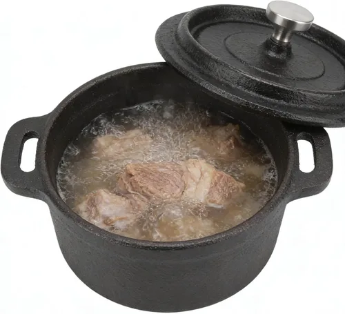 Olla de hierro fundido, olla de horno holandés con tapa, olla para servir, horno holandés con doble asa, horno holandés para hornear pan y cocinar