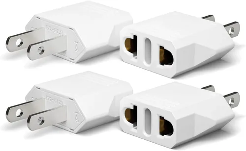 Miniatura 10 de Unidapt – Adaptador de enchufe, convertidor de corriente AC de enchufe europeo a enchufe americano Blanco 2-PAQUETES