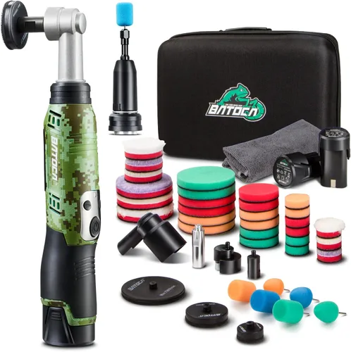 Miniatura 10 de BATOCA S6 Mini pulidora inalámbrica para detalles de automóviles, baterías de 2 x 2.0 Ah, búfer giratorio de 0.000 in, pulidor de doble acción