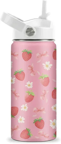 Miniatura 21 de Axolotl - Botella de agua de 12 onzas con tapa con pajilla, botella de agua de acero inoxidable con diseño de ajolotes para niñas, taza aislada