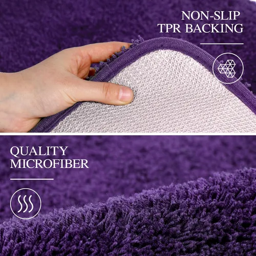 Miniatura 5 de Walensee Alfombra de baño grande (24 x 36 pulgadas, aguamarina) extrasuave y absorbente, lavable a máquina, de microfibra, antideslizante, de lujo
