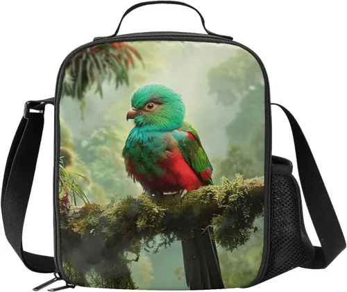 Fiambrera para pájaros – Lonchera aislada para niños con bolsillo lateral y correa para el hombro, bolsa de almuerzo, perfecta para la escuela,