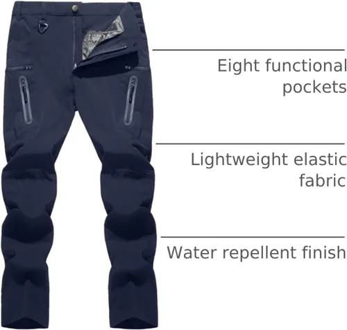 Miniatura 11 de TACVASEN Pantalones tácticos ligeros para senderismo, impermeables, de secado rápido, para trabajo, lluvia, exteriores, 8 bolsillos