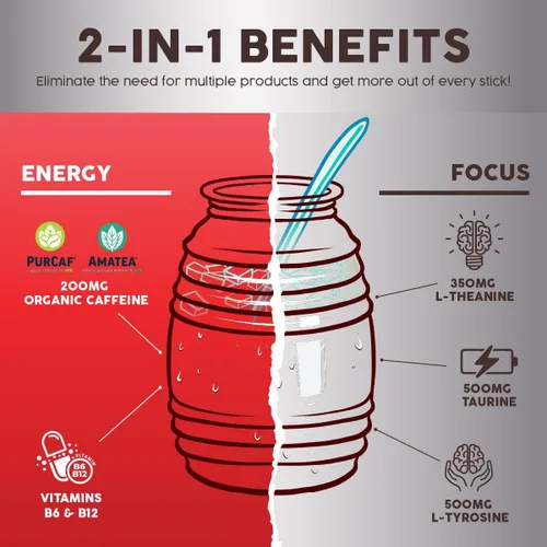 Miniatura 5 de Salud x Jarritos - Bebida energética 2 en 1 en polvo + concentración, ponche de frutas, cafeína orgánica, B6 + B12, teanina, paquetes de bebida