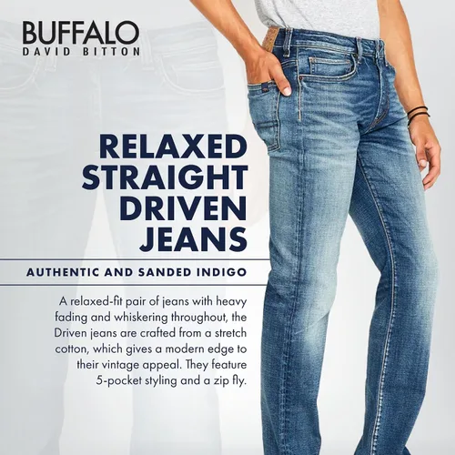 Miniatura 3 de Buffalo David Bitton Jeans de pierna recta relajada para hombre con tela elástica