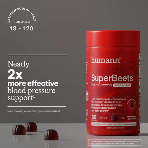 Miniatura 3 de HumanN SuperBeets - Gomitas de circulación de óxido nítrico sin azúcar, apoyo diario de presión arterial para la salud del corazón, extracto