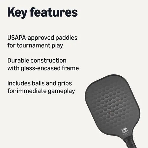 Miniatura 2 de Amazon Basics Paletas de pickleball, juego de 2 paletas aprobadas por USAPA incluidas 4 bolas
