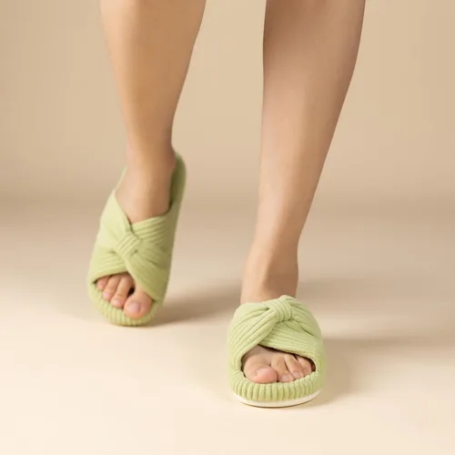 Miniatura 2 de Chantomoo - Pantuflas para mujer de espuma viscoelástica para la casa con cordón, lazo y tiras cruzadas, zapatos de cama cómodos y de moda
