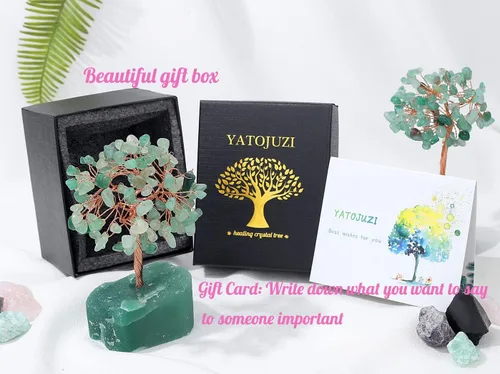 Miniatura 4 de Árbol de cristal de aventurina verde curativa, base de piedras preciosas naturales de Reiki con alambre de cobre, árbol de dinero Feng Shui