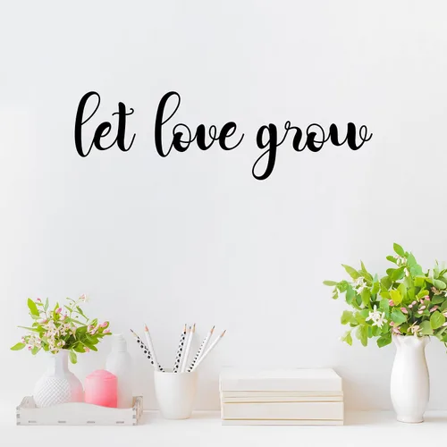 Calcomanía de vinilo para pared, con texto en inglés «Let Love Grow», 7.5 x 25 pulgadas, bonita calcomanía inspiradora y positiva para el hogar,