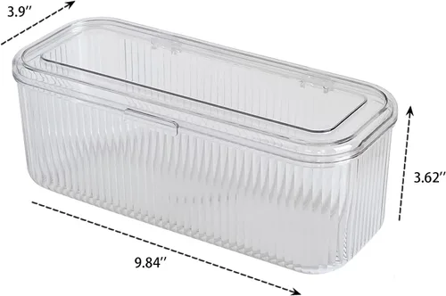 Miniatura 2 de Organizador de bolígrafos transparente con tapa, caja de almacenamiento de accesorios de cajón de escritorio de plástico para oficina en casa