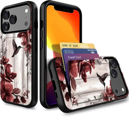 Miniatura 22 de Funda para iPhone Air, funda tipo cartera con ranura para tarjeta oculta, a prueba de golpes, TPU y PC, funda protectora de doble capa para iPhone