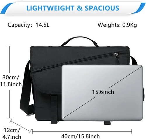 Miniatura 4 de VASCHY Bolsa de mensajero para hombre, bolso cruzado de moda para laptop, bolsa lateral para hombres y mujeres para el trabajo, negocios