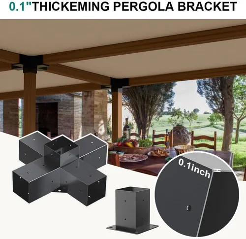 Miniatura 7 de Kit de pérgola - Soportes de 5 vías para vigas de madera de 4 x 4 pulgadas, cenadores, patio y cobertizos