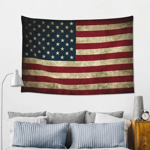 Miniatura 4 de JUHIOPOI Tapiz retro con bandera americana, decoración de pared, tapiz de arte para colgar en la pared, tapiz de pared para dormitorio, sala