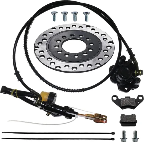 Miniatura 10 de PRO BAT Kit de freno hidráulico trasero para Go Kart con cilindro maestro, pinza, pastilla de freno + rotor de disco para carritos de golf ATV Rojo