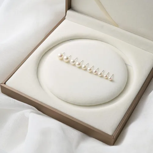 Miniatura 7 de SWEETV Pendientes de botón de perlas cultivadas de agua dulce para mujer con postes de plata de ley 925