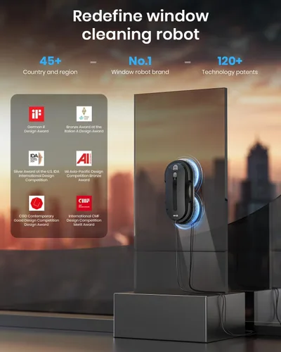 Miniatura 2 de BNZ Robot Limpiador de Ventanas Inteligente, Limpiador de Ventanas con Turbo Doble y Doble Espray Automático con Múltiple Sistema de Seguridad
