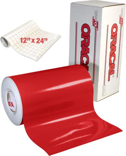 ORACAL Vinilo adhesivo rojo brillante para manualidades, para Cameo, Cricut y Silueta incluyendo rollo de papel de transferencia transparente (6