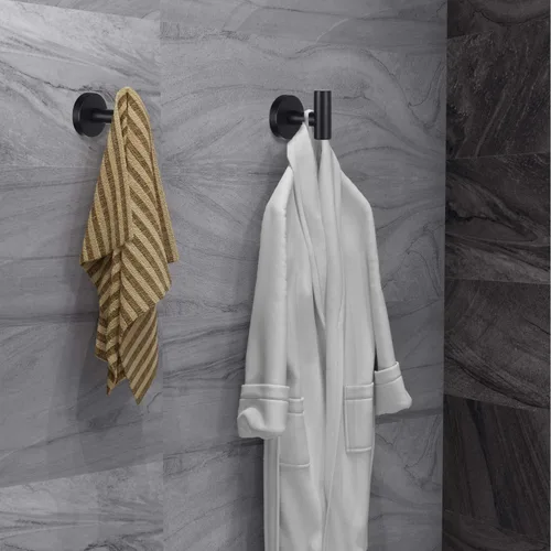 Miniatura 4 de Ganchos para toallas de baño, para bata de baño, gancho de pared negro mate, gancho de pared de acero inoxidable resistente para colgar puerta