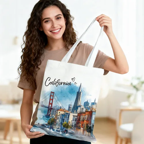 Miniatura 7 de Bolsa de algodón para mujer, regalos de recuerdos, bolsas de tela reutilizables, regalos de diseño artístico de acuarela