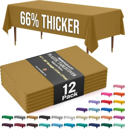 Miniatura 45 de Exquisite 66% Thicker Premium Plastic Table Cloth Rectangle Table Cover 0.5 Mil 6 Pack Aqua Table Cloth 54 Inch x 108 Inch Disposable Tablecloth